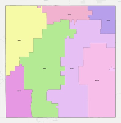 Harlan County NE ZIP code boundaries map