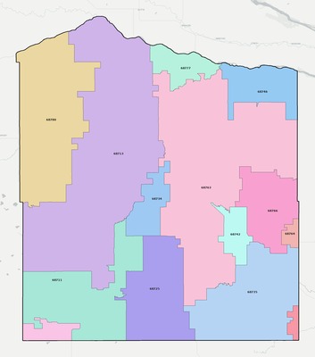 Holt County NE ZIP code boundaries map