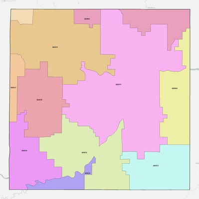 Howard County NE ZIP code boundaries map