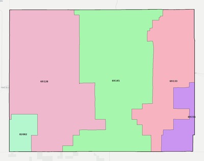 Kimball County NE ZIP code boundaries map