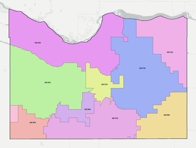 Knox County NE ZIP code boundaries map