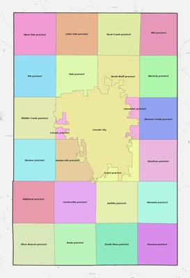 Lancaster County NE townships and subdivisions map