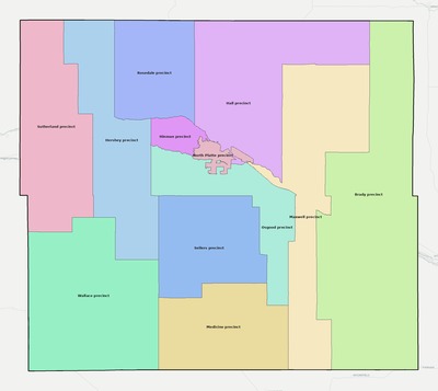 Lincoln County NE townships and subdivisions map