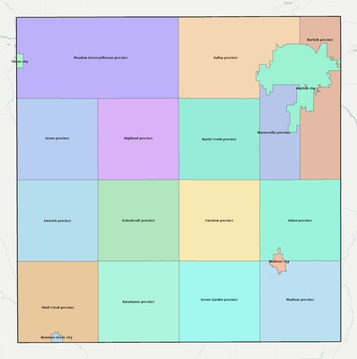 Madison County NE townships and subdivisions map