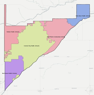Merrick County NE school district boundaries map