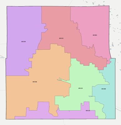Morrill County NE ZIP code boundaries map