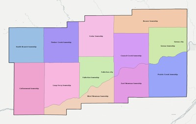 Nance County NE townships and subdivisions map
