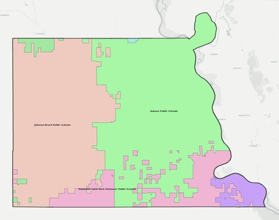 Nemaha County NE school district boundaries map