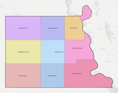 Nemaha County NE townships and subdivisions map