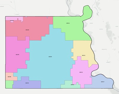 Nemaha County NE ZIP code boundaries map