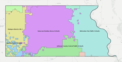 Otoe County NE school district boundaries map