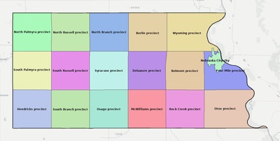 Otoe County NE townships and subdivisions map