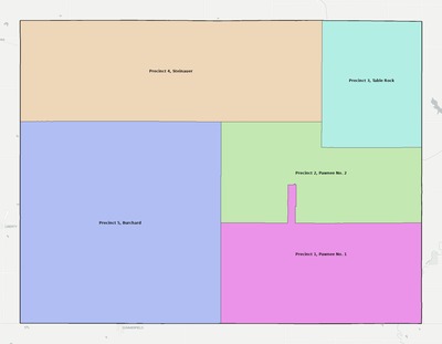 Pawnee County NE townships and subdivisions map