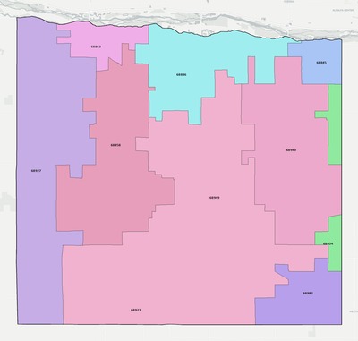 Phelps County NE ZIP code boundaries map