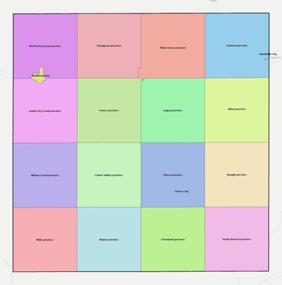 Pierce County NE townships and subdivisions map