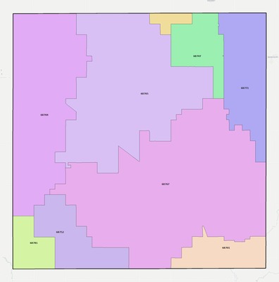 Pierce County NE ZIP code boundaries map