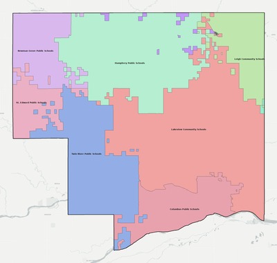Platte County NE school district boundaries map