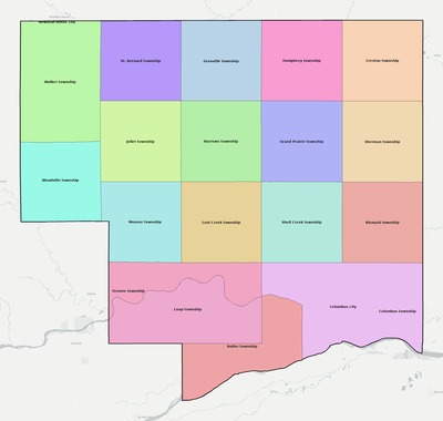 Platte County NE townships and subdivisions map