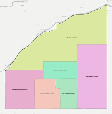 Polk County NE townships and subdivisions map
