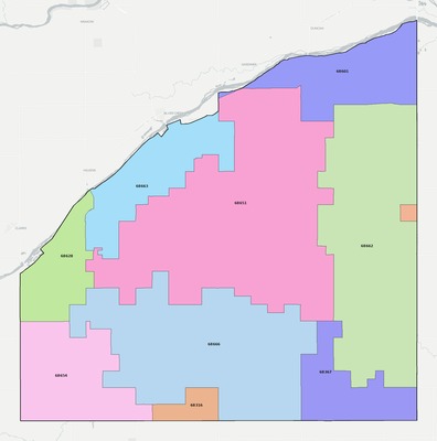 Polk County NE ZIP code boundaries map