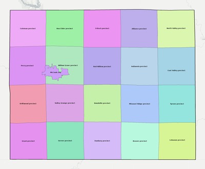Red Willow County NE townships and subdivisions map