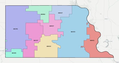 Richardson County NE ZIP code boundaries map