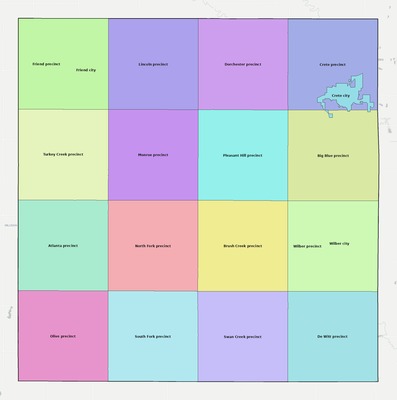 Saline County NE townships and subdivisions map