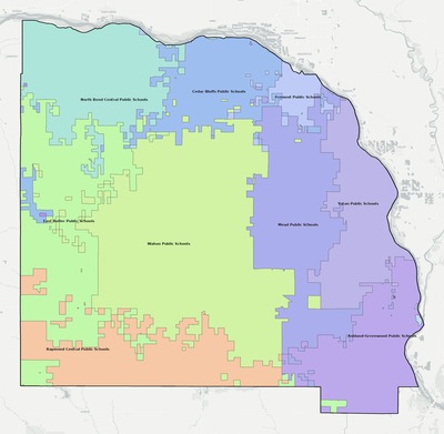 Saunders County NE school district boundaries map