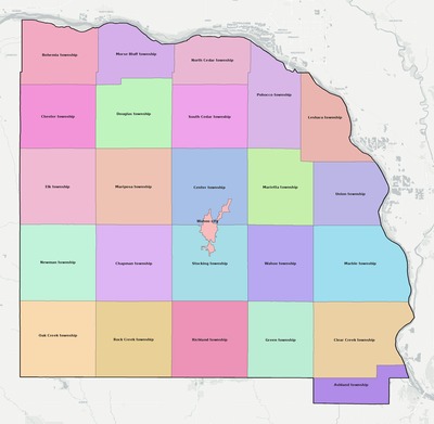 Saunders County NE townships and subdivisions map