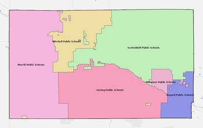 Scotts Bluff County NE school district boundaries map