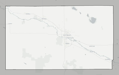Scotts Bluff County NE county basemap context