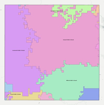 Seward County NE school district boundaries map