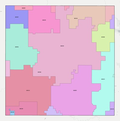 Seward County NE ZIP code boundaries map