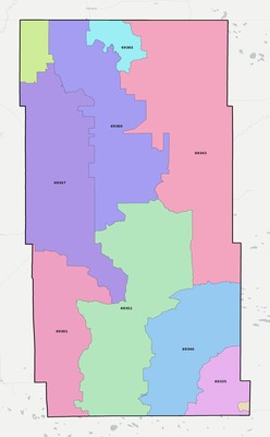 Sheridan County NE ZIP code boundaries map