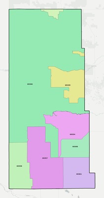 Sioux County NE ZIP code boundaries map