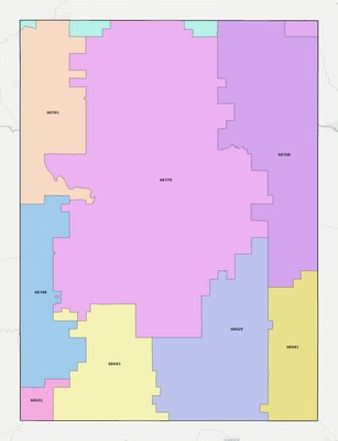 Stanton County NE ZIP code boundaries map