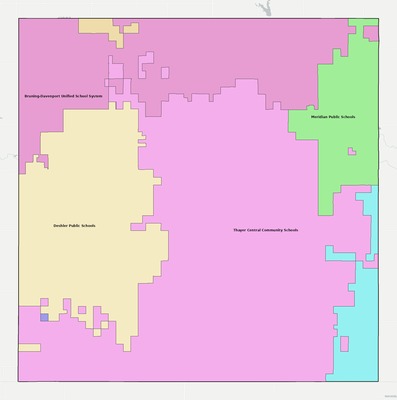 Thayer County NE school district boundaries map