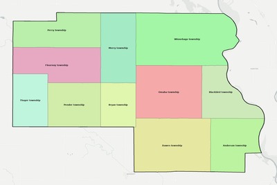 Thurston County NE townships and subdivisions map