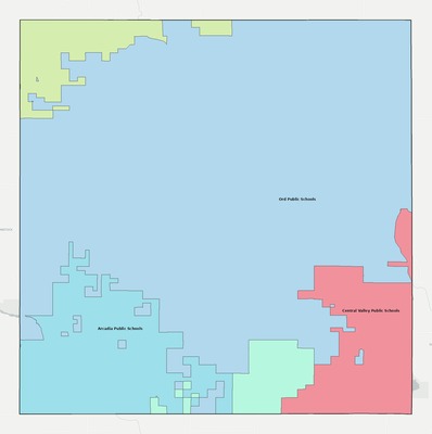 Valley County NE school district boundaries map