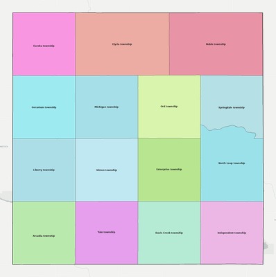 Valley County NE townships and subdivisions map