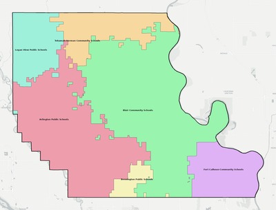 Washington County NE school district boundaries map