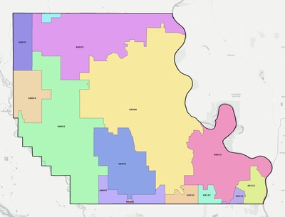 Washington County NE ZIP code boundaries map