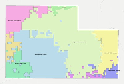 Wayne County NE school district boundaries map