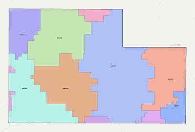 Wayne County NE ZIP code boundaries map