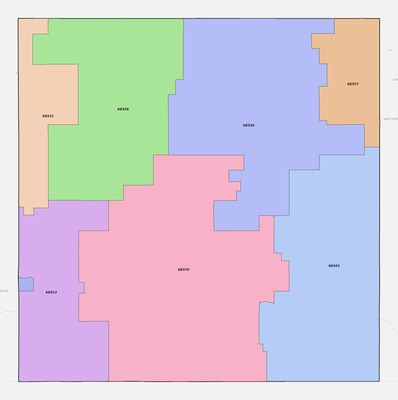 Webster County NE ZIP code boundaries map