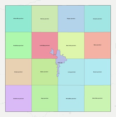 York County NE townships and subdivisions map