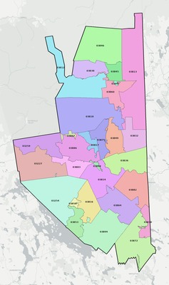 Carroll County NH ZIP code boundaries map