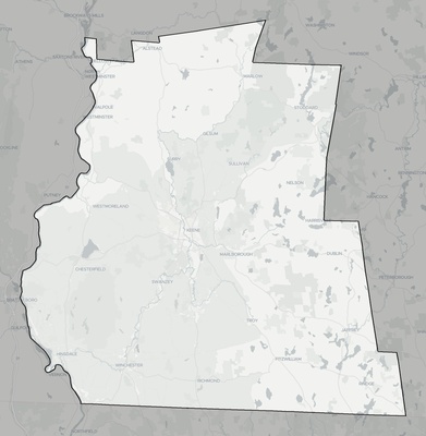 Cheshire County NH county basemap context