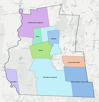 Cheshire County NH school district boundaries map
