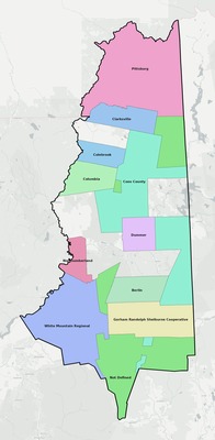 Coos County NH school district boundaries map
